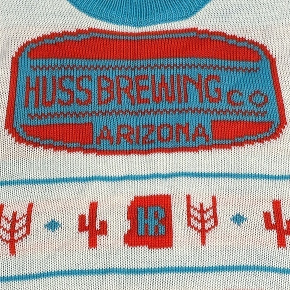 Huss Brewing Co Ugly Christmas Holiday Knit Sweater Arizona Cactus Unisex Sz S - Picture 6 of 7